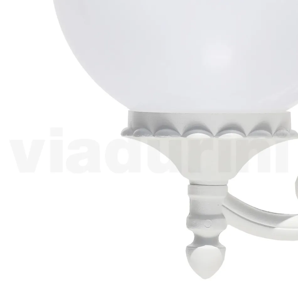 Garden Applique in White Aluminum with Opal Sphere - Trovabianco Viadurini