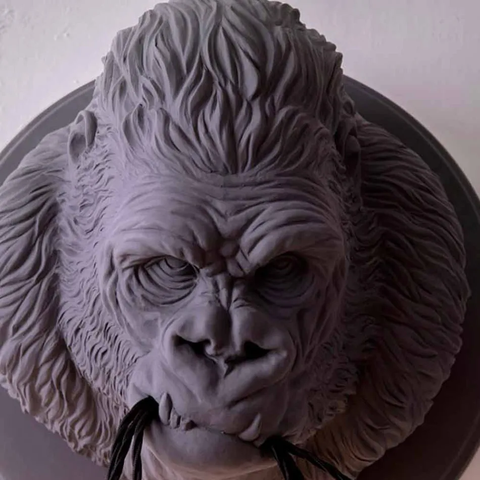 3 Lights Wall Lamp in Gorilla Ceramic Gray or White Design - Rillago Viadurini