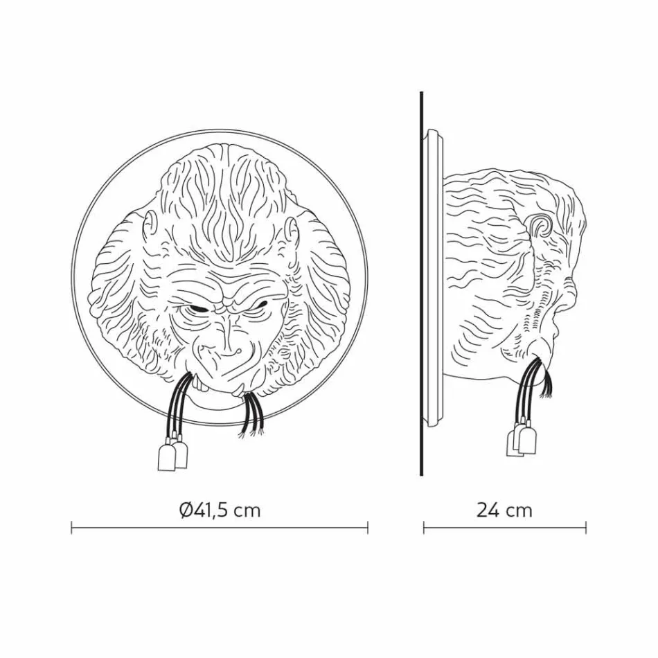 3 Lights Wall Lamp in Gorilla Ceramic Gray or White Design - Rillago Viadurini