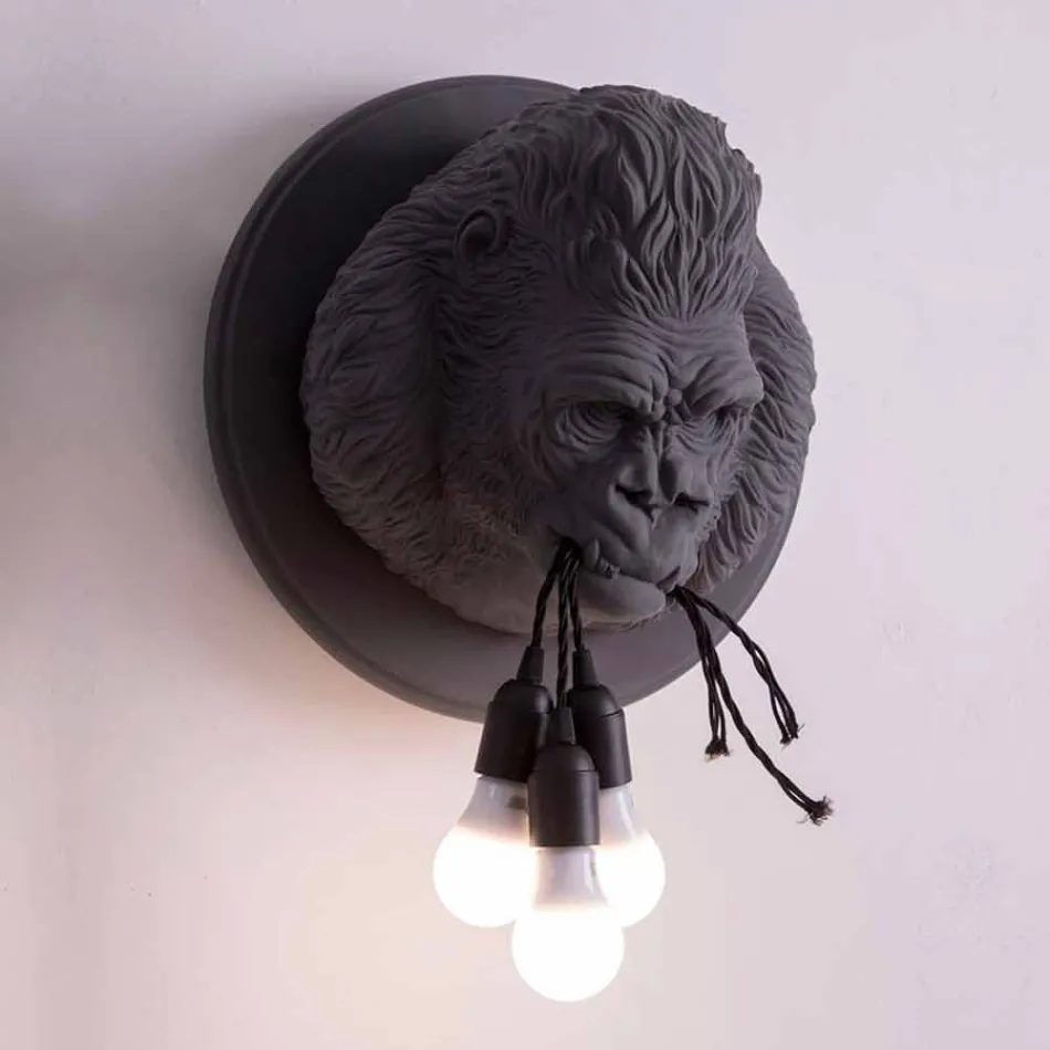 3 Lights Wall Lamp in Gorilla Ceramic Gray or White Design - Rillago Viadurini