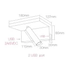 Adjustable Aluminum Decorative Led Wall Light with USB Ports - Alena Viadurini