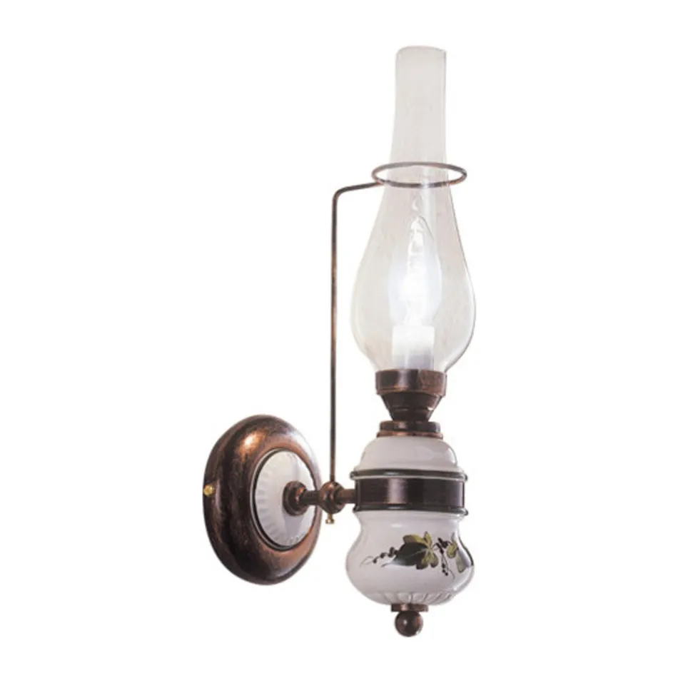 Vintage Design Wall Lamp in Iron and Ceramic Hand Painted Decor - Pompeii Viadurini