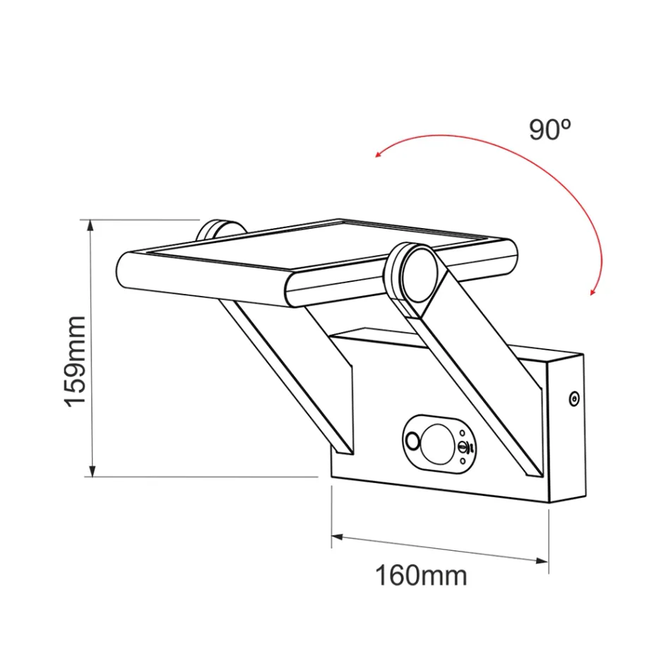 Wall Lamp Solar Led Spotlight in White or Black Aluminum with Sensor - Hugo Viadurini
