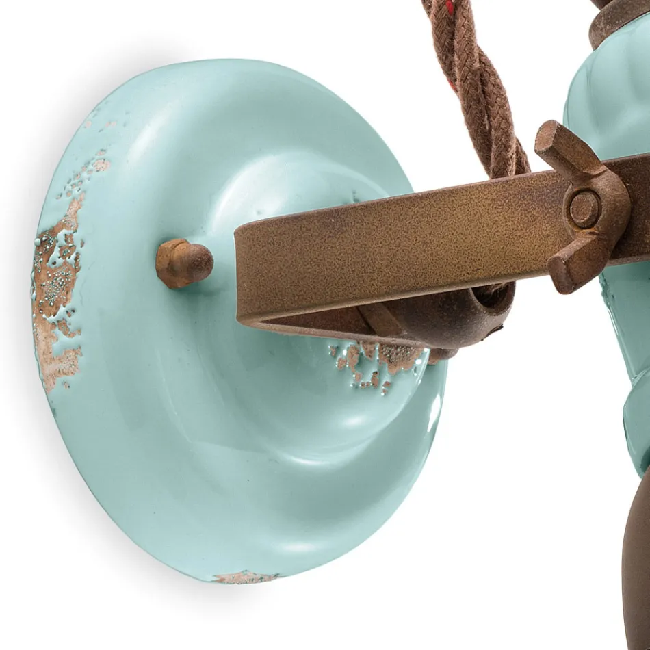 Applique Spotlight Industrial Style Handcrafted in Iron and Ceramic - Loft Viadurini