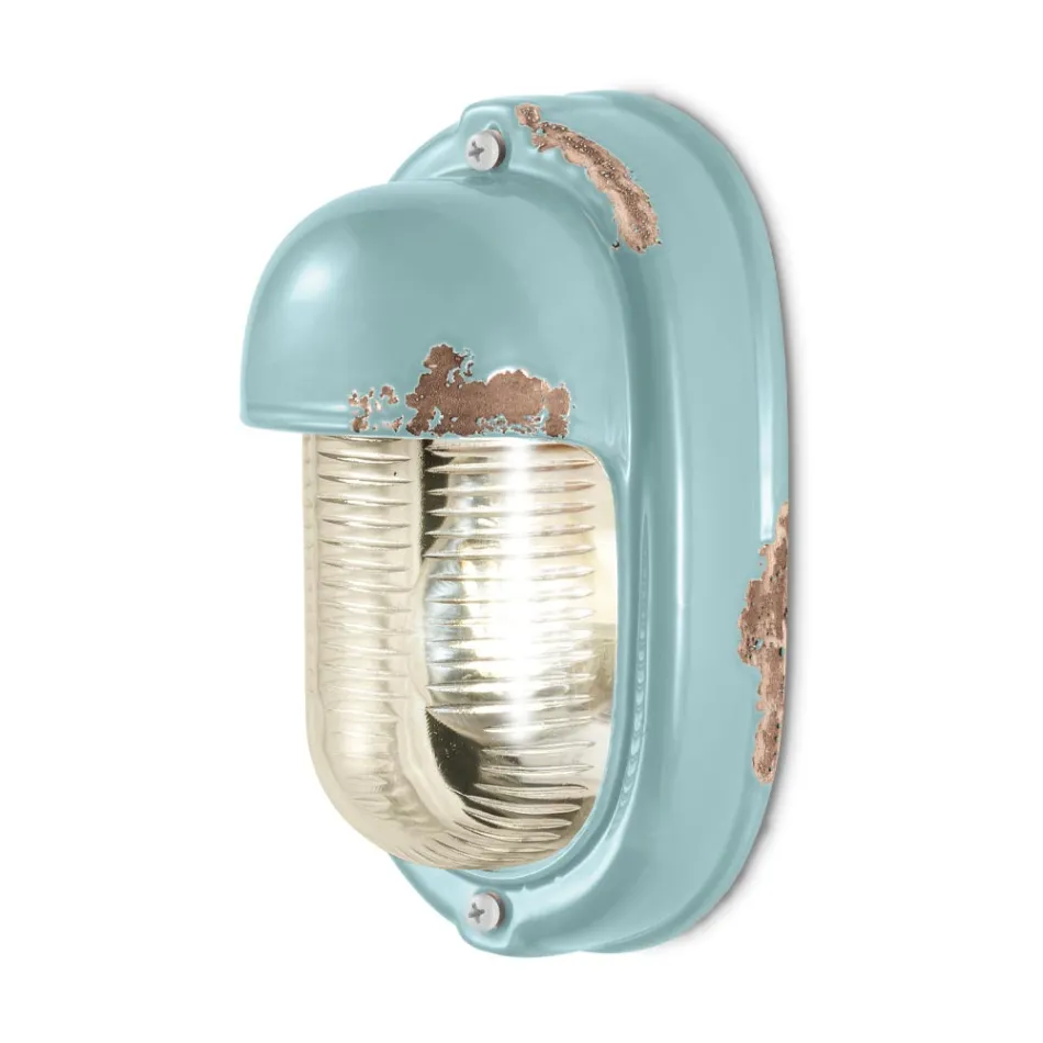 Wall Lamp Handmade Ceramic and Vertical Industrial Iron - Vintage Viadurini