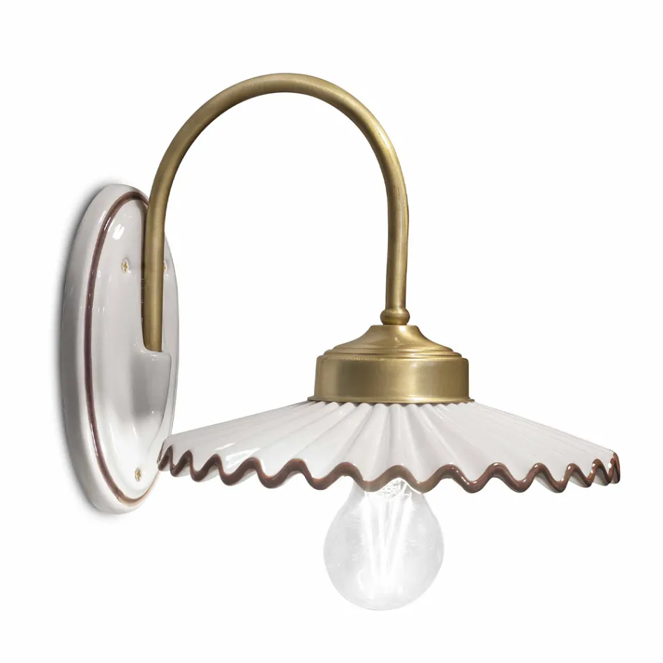 Pleated Glossy Ceramic Applique and Hand Painted Edge - Laquila Viadurini