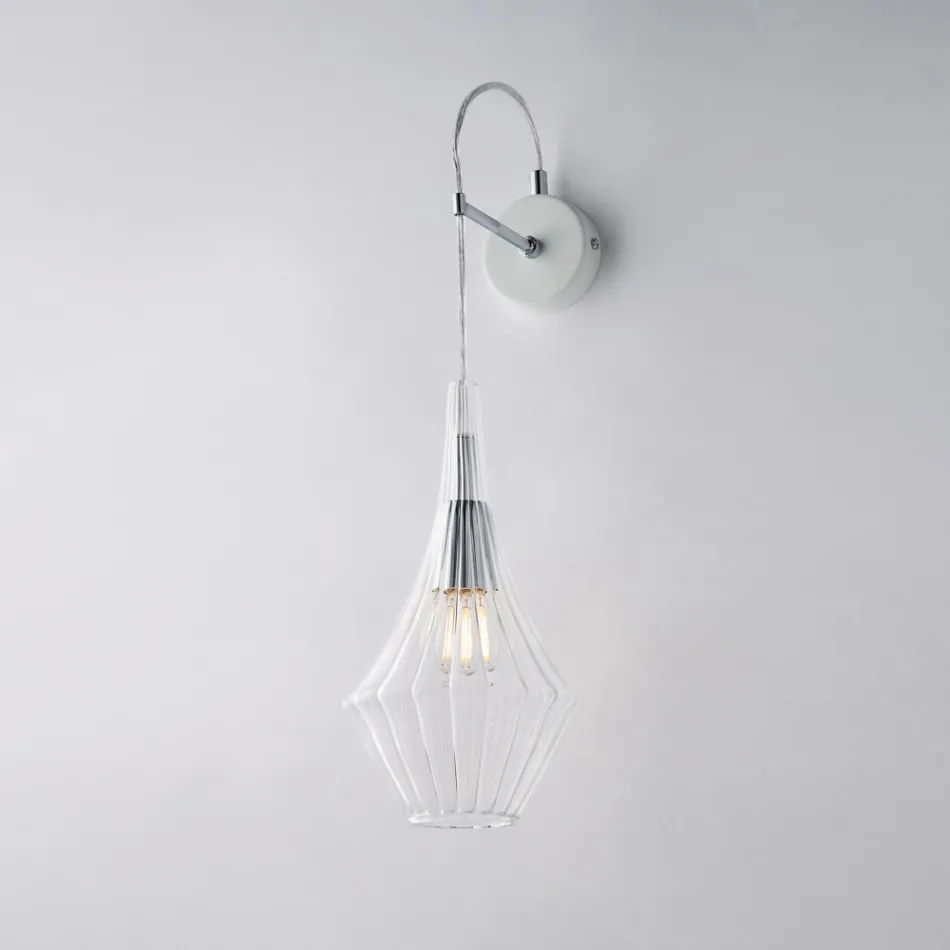 Iron Wall Lamp with Pyrex Glass Made in Italy for Interior Decorating - Olimpo Viadurini