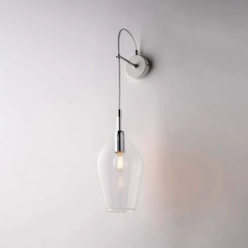 Iron Wall Lamp with Pyrex Glass Made in Italy for Interior Decorating - Sparta Viadurini