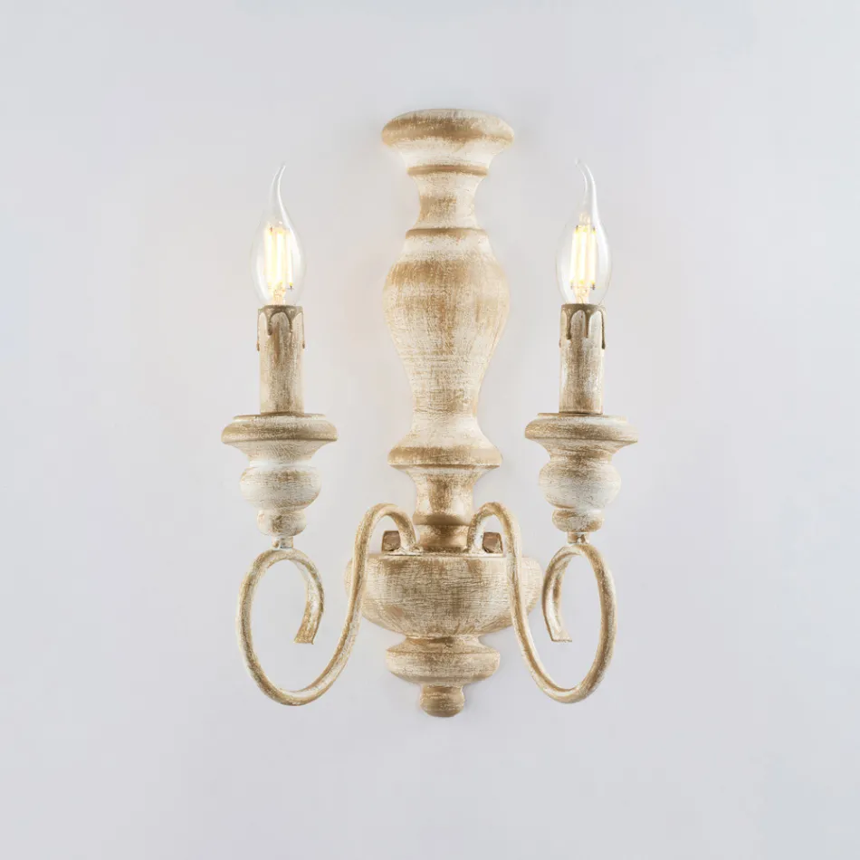 Made in Italy Wood and Lacquered Iron Wall Lights for Interior Decorating - Tuscany Viadurini