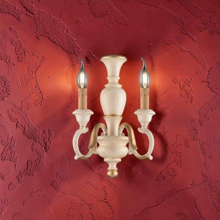 Wooden Wall Lamps with White or Ivory Finishes, Made in Italy - Florence Viadurini