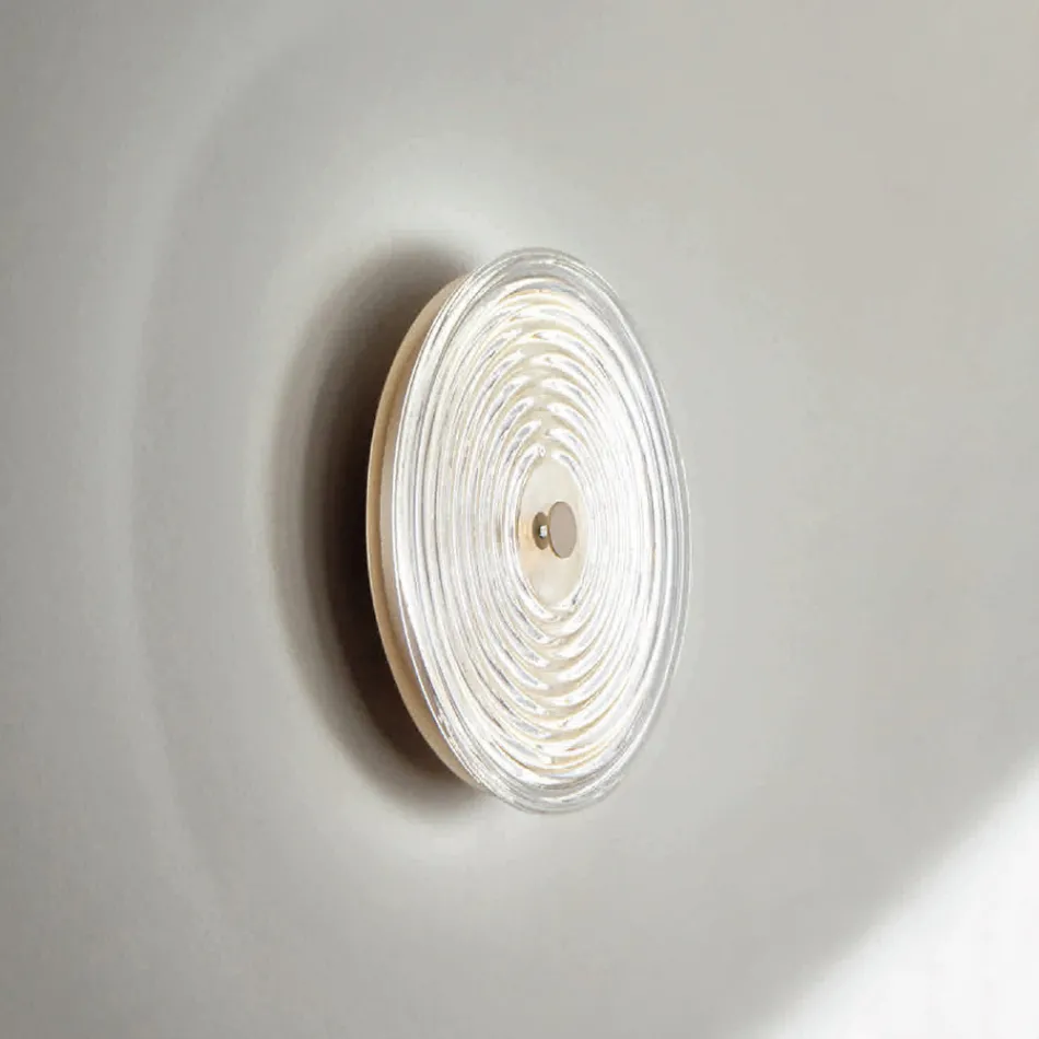 Wall Lamp in Painted Metal and Glass Decorated with Concentric Lines - Hackberry Viadurini