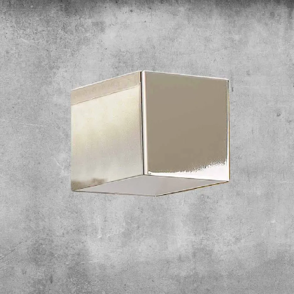 Wall Lamp in Brass and Gypsum Made in Italy - Cubetto Aldo Bernardi Viadurini