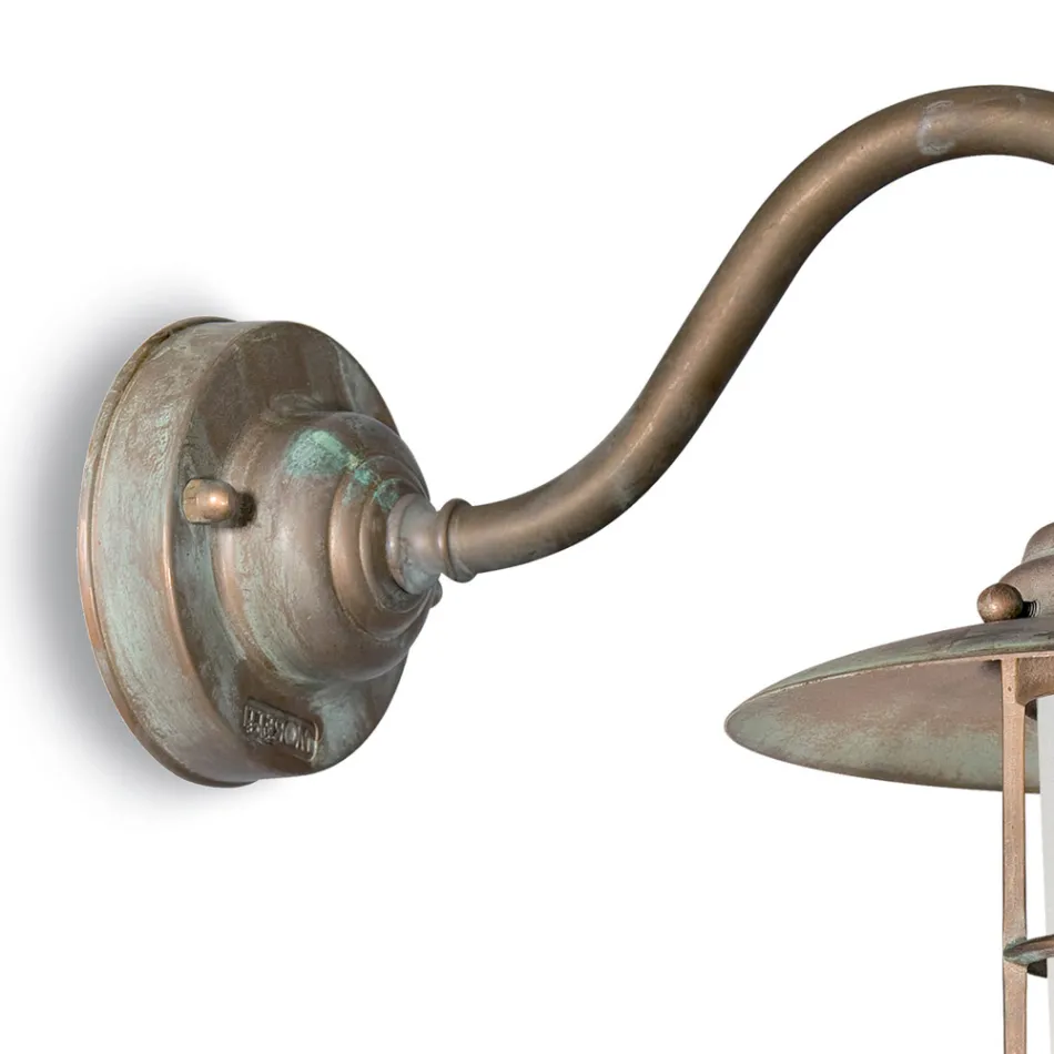 Vintage Brass Outdoor Wall Light, Opal Glass IP44 - Elfico Viadurini