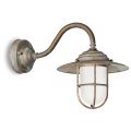 Vintage Brass Outdoor Wall Light, Opal Glass IP44 - Elfico