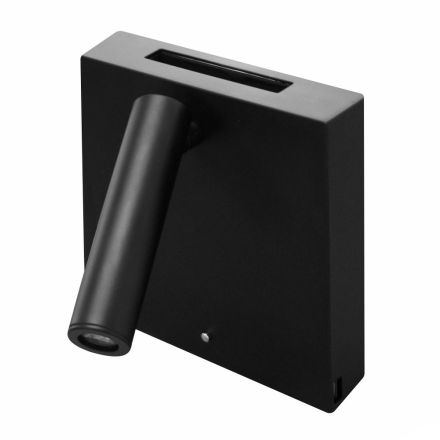 Decorative Led Wall Lamp in White or Black Aluminum with USB Ports - Paola Viadurini