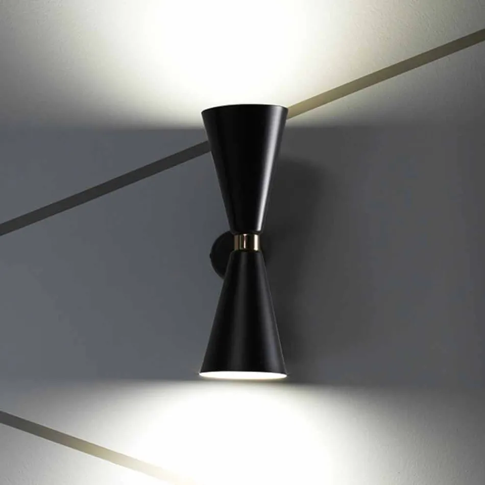 Modern Wall Lamp with Matt Black Metal Structure Made in Italy - Zaira Viadurini