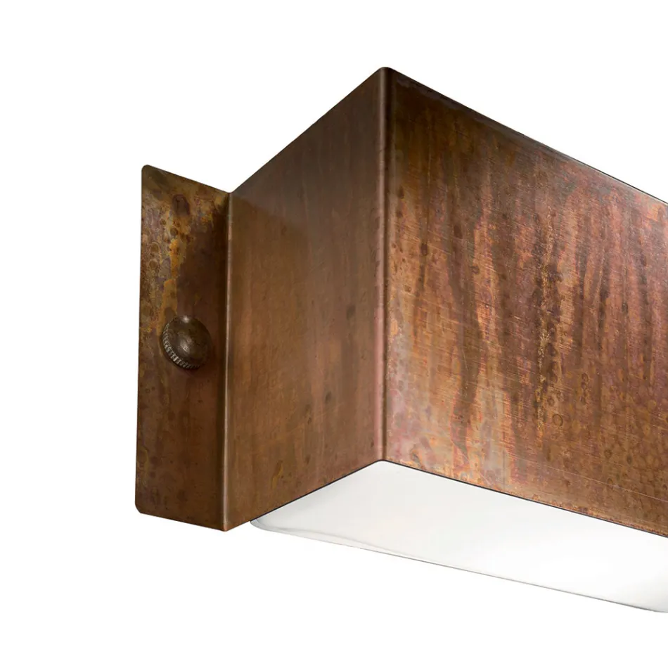 Rectangular Wall Light in Copper and LED Made in Italy - Example Viadurini