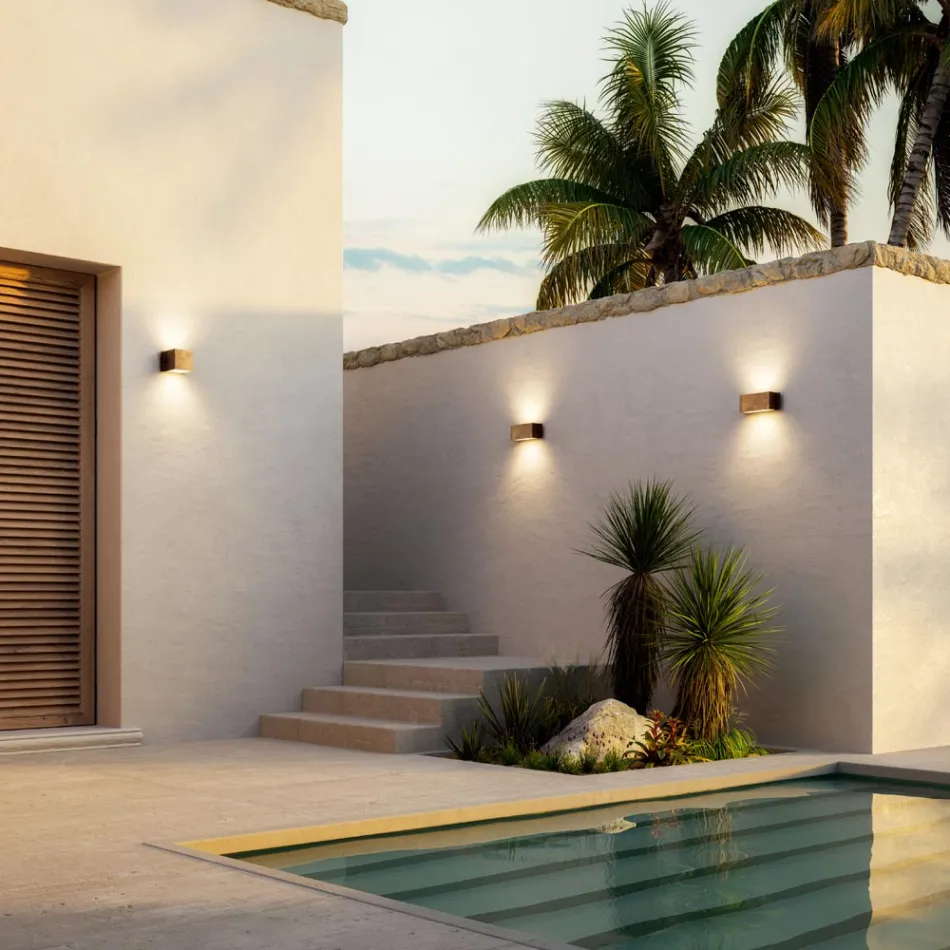 Rectangular Wall Light in Copper and LED Made in Italy - Example Viadurini