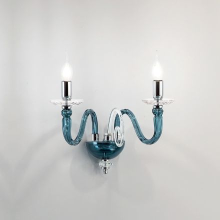 Wall Sconce 2 Lights in Italian Artisan Glass and Crystal - Mariangela Viadurini