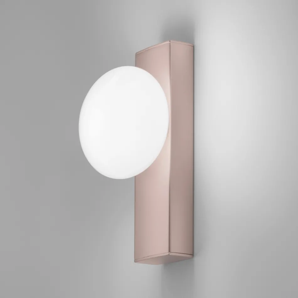 Wall or Ceiling Light in Aluminum and White Blown Glass Light - Alma Viadurini