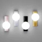 Wall or Ceiling Light in Aluminum and White Blown Glass Light - Alma Viadurini
