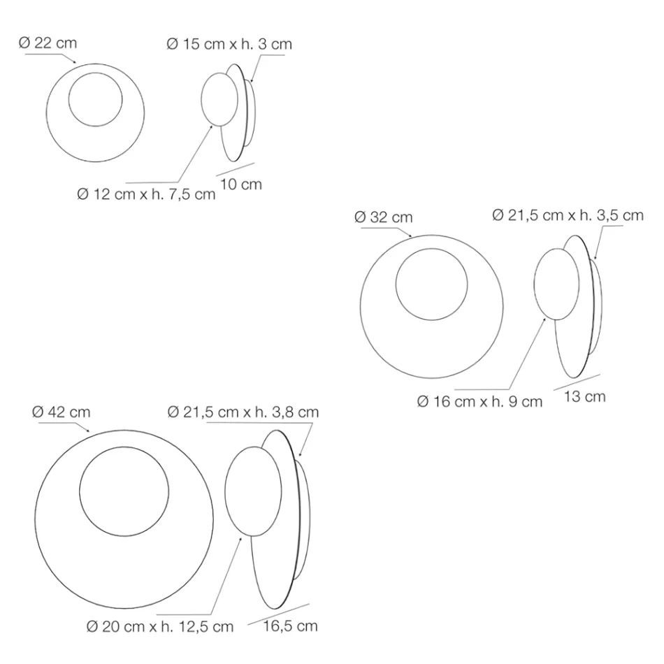 Wall or Ceiling Light in Aluminum, Metal, and White Glass Light - Luma Viadurini