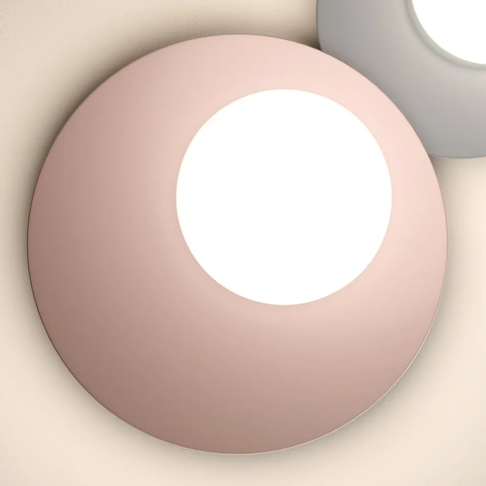 Wall or Ceiling Light in Aluminum, Metal, and White Glass Light - Luma Viadurini