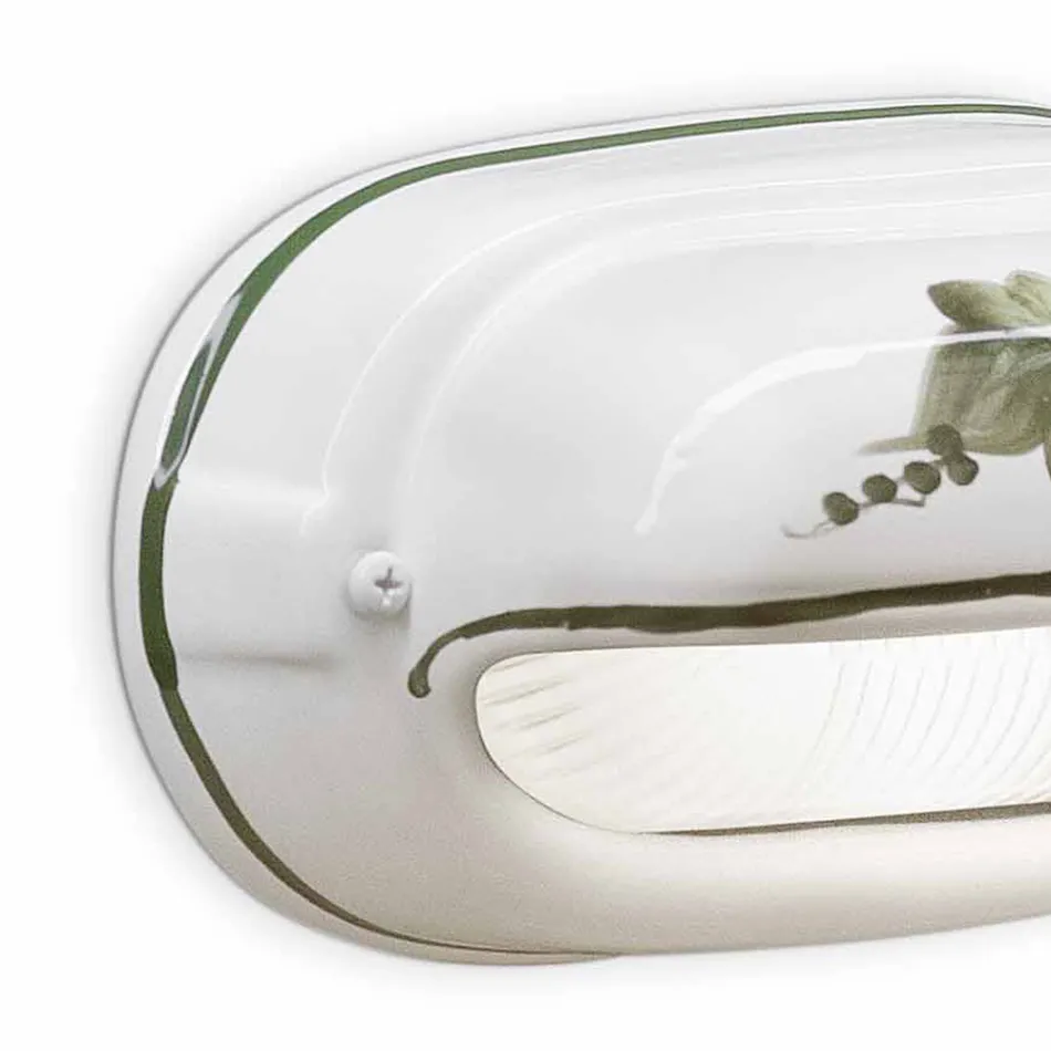 Horizontal Outdoor Wall Lamp in Ceramic Hand Painted Flowers - Brindisi Viadurini