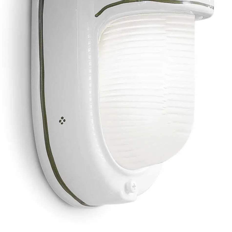 Vertical Outdoor Wall Lamp in Ceramic Hand Painted Flowers - Brindisi Viadurini