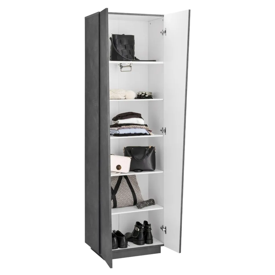 2-Door Wardrobe in Sustainable White or Slate Melamine Wood - Joris Viadurini