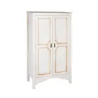 Patinated White Wooden Wardrobe with 2 Doors Made in Italy - Agni Viadurini