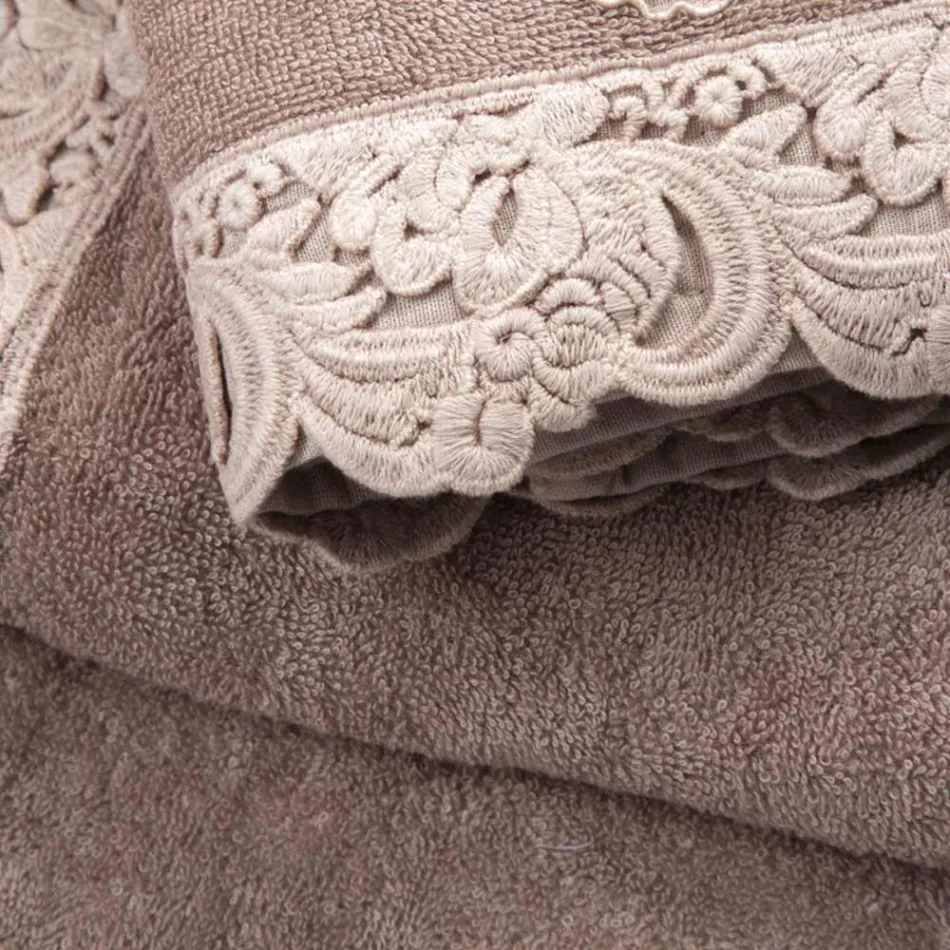 Armonia Cotton and Lace Face Towels, Guest Towels and Bath Towels - Frollo Viadurini
