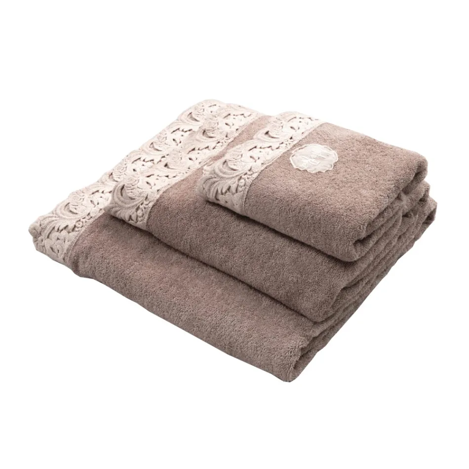 Armonia Cotton and Lace Face Towels, Guest Towels and Bath Towels - Frollo Viadurini