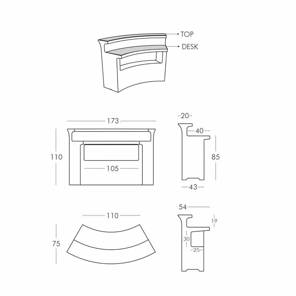 Bright bar counter Modern style Slide Break Bar made in Italy Viadurini