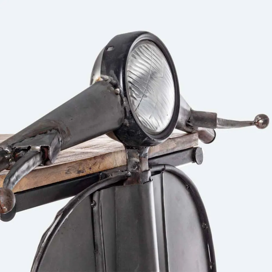 Bar Console in Mango Wood and Vespa in Steel of Modern Design - Shallot Viadurini