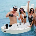 Trona floating bar in white nautical eco-leather and plexiglass Viadurini