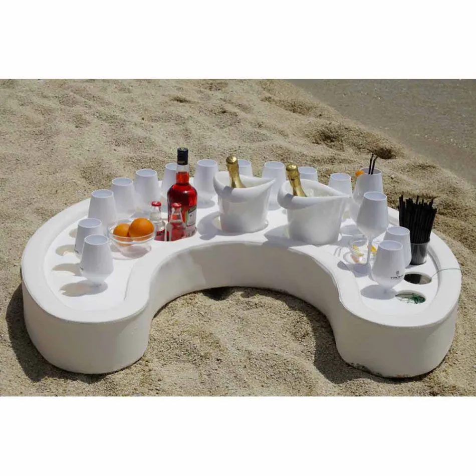 Trona floating bar in white nautical eco-leather and plexiglass Viadurini