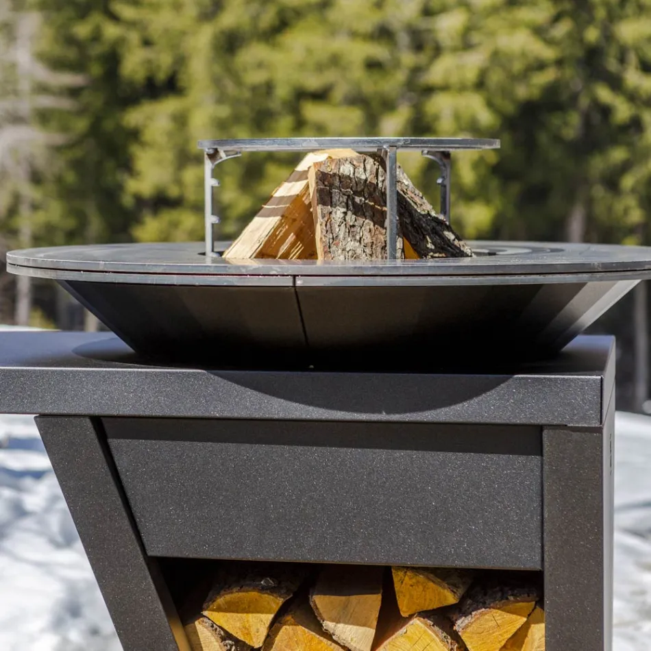 Wood-burning Garden Barbecue with Worktop and Plate for Cooking – Giorgione Viadurini
