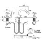 Classic 3 Hole Bidet Mixer in Brass and Butterfly Handles - Miriano Viadurini
