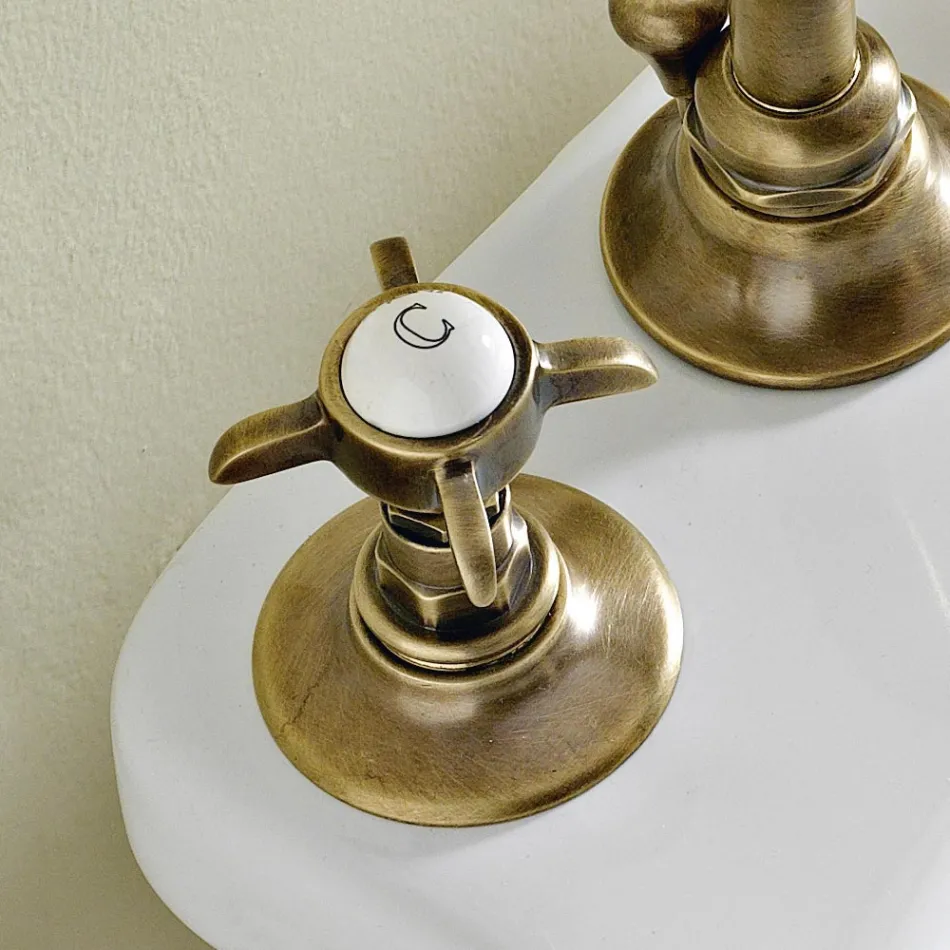 Classic 3 Hole Bidet Mixer in Brass and Butterfly Handles - Miriano Viadurini