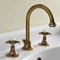 3-hole basin mixer with high spout in brass and butterfly handles - Miriano
