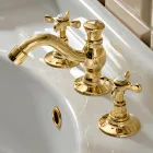 3 Hole Basin Mixer with Classic Handmade Brass Drain - Fioretta Viadurini