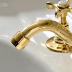 3 Hole Basin Mixer with Classic Handmade Brass Drain - Fioretta Viadurini