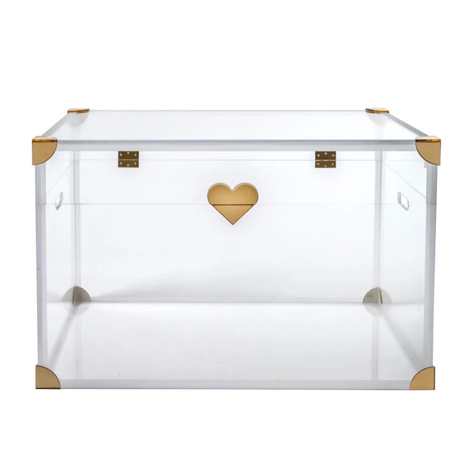 Plexiglass Storage Trunk with Gold Details Made in Italy - Briseide Viadurini