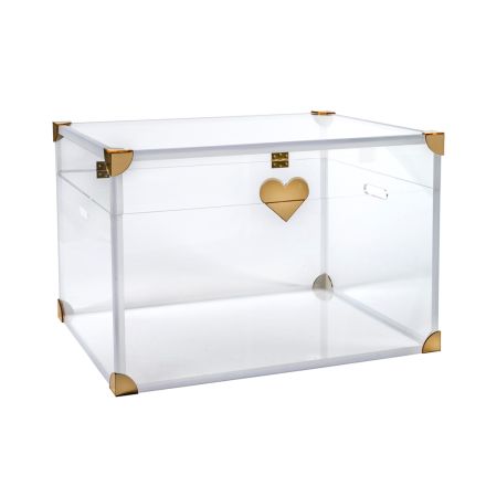 Plexiglass Storage Trunk with Gold Details Made in Italy - Briseide Viadurini