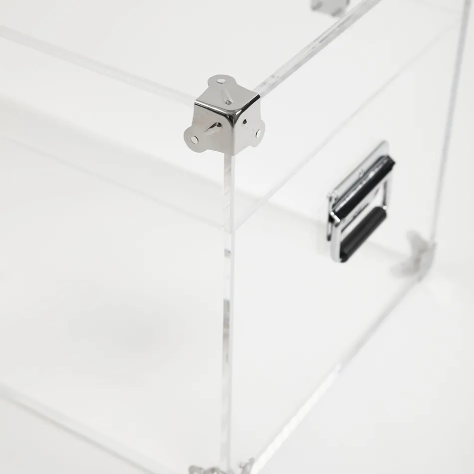 Design Trunk in Transparent Acrylic Crystal and Modern Steel - Dante Viadurini