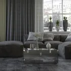 Trunk in Transparent or Smoked Acrylic Crystal and Modern Steel - Dante Viadurini