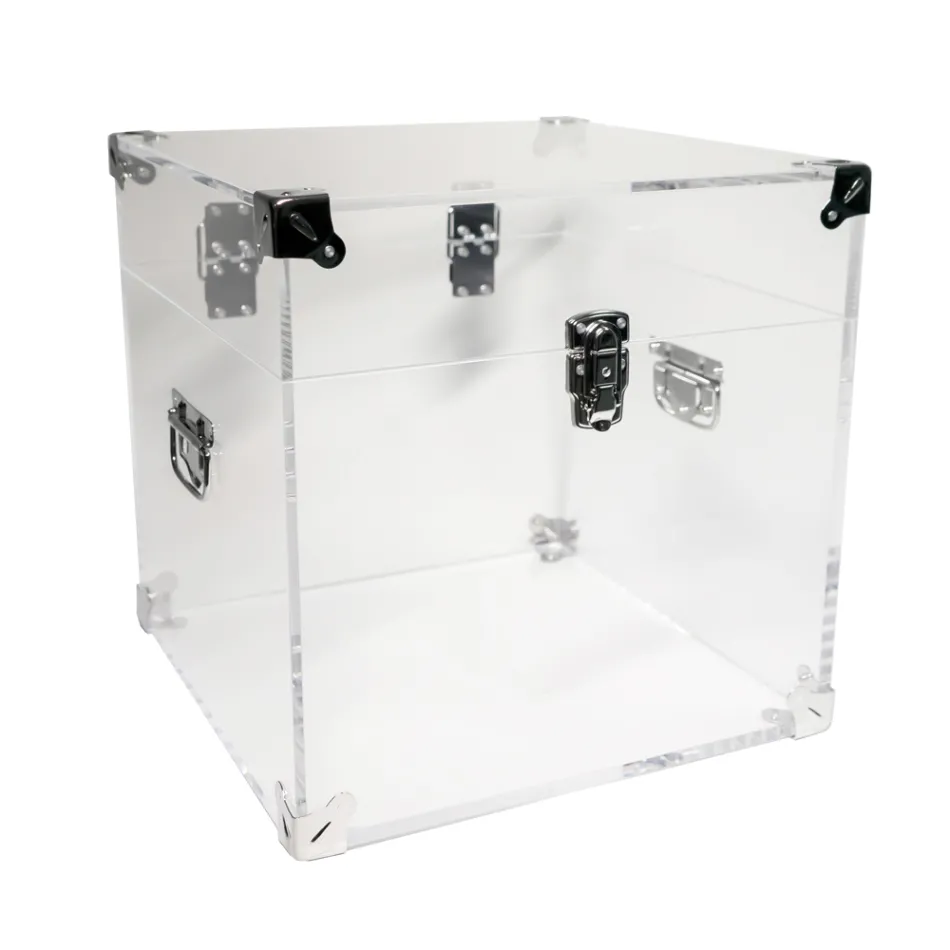 Trunk in Transparent or Smoked Acrylic Crystal and Modern Steel - Dante Viadurini
