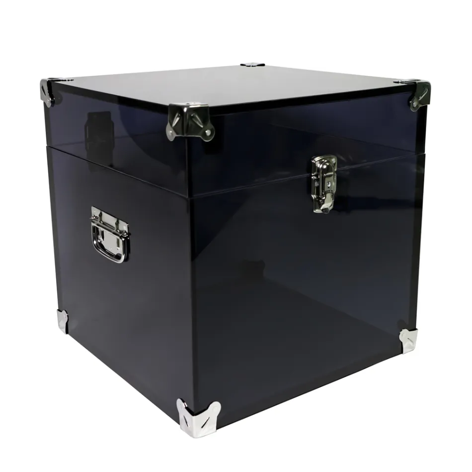 Trunk in Transparent or Smoked Acrylic Crystal and Modern Steel - Dante Viadurini