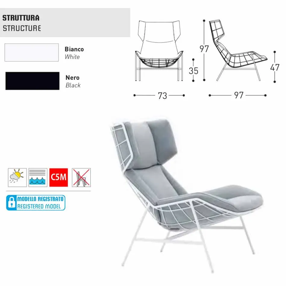 Bergere garden armchair Varaschin Summer Set of modern design Viadurini
